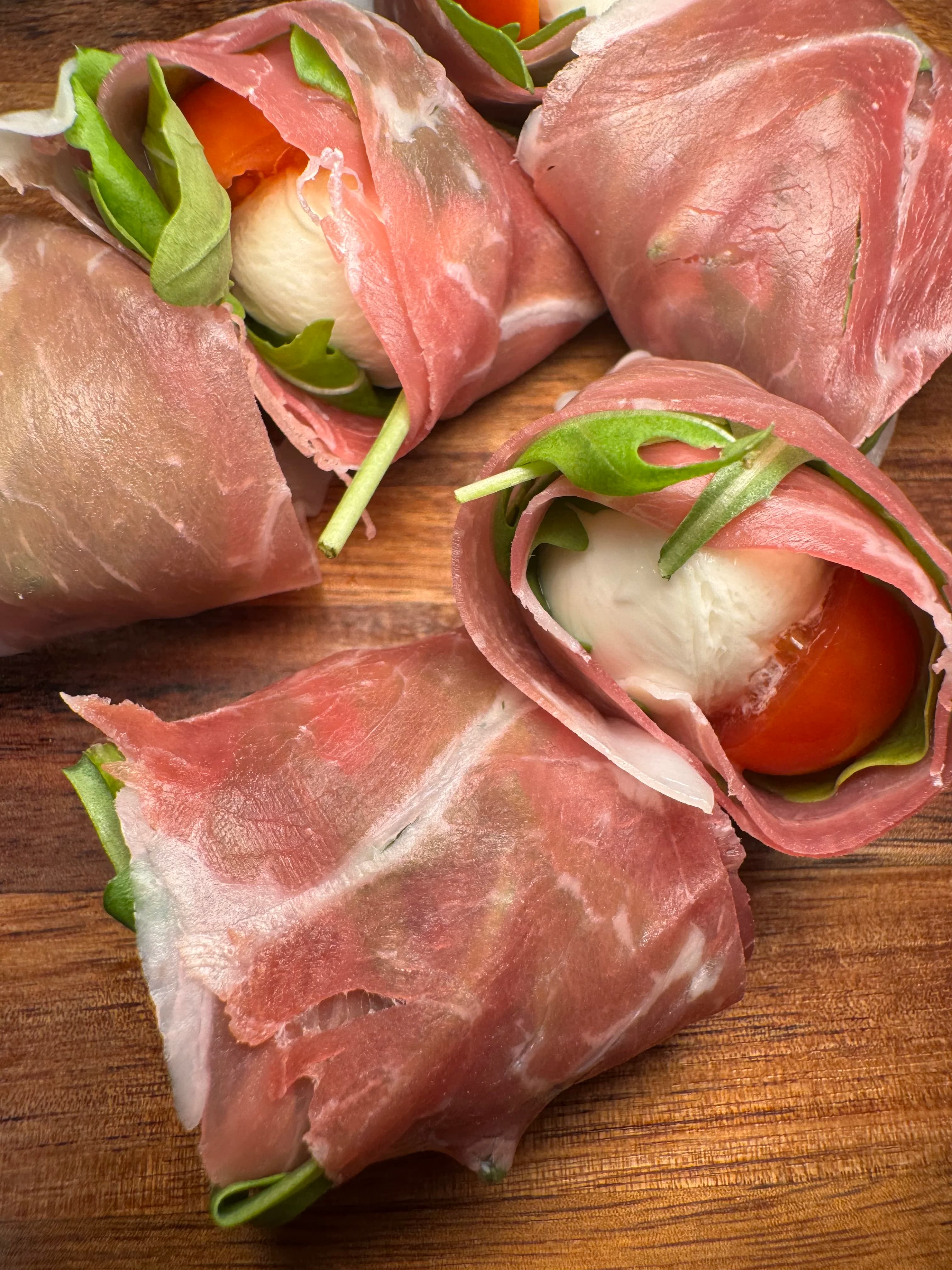 Easy Prosciutto Tomato Mozzarella Rolls